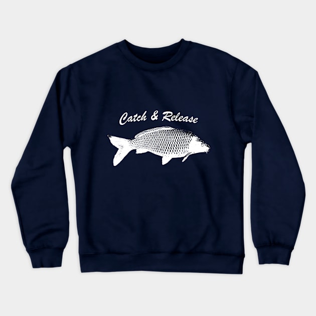 Catch and Release Series, Carp, White color Crewneck Sweatshirt by BassFishin